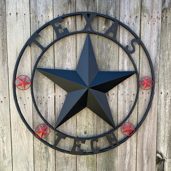 TEXAS TECH BARN STAR METAL LONESTAR CUSTOM VINTAGE METAL TEAM CRAFT ART WESTERN HOME DECOR SIZE:24",32",36",40",50"