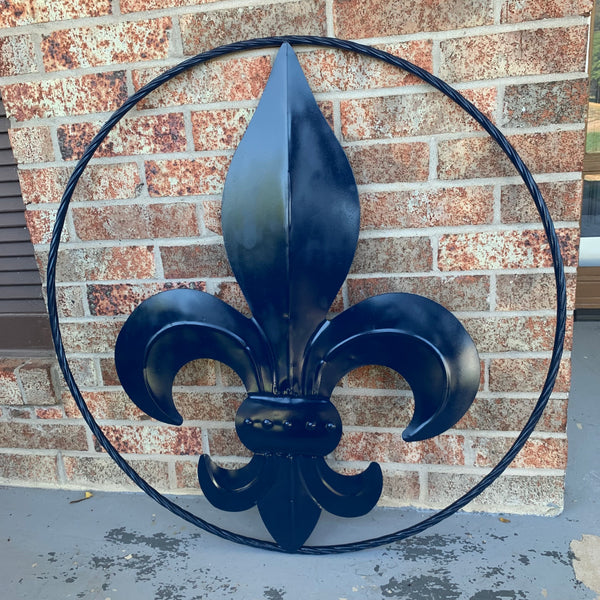 #EH10764 NAVY BLUE 24",36" FLEUR DE LIS METAL WALL ART SIGN WESTERN HOME DECOR HANDMADE NEW