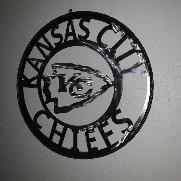 KANSAS CITY CHIEFS RAW METAL CUSTOM METAL LASERCUT VINTAGE CRAFT TEAM DECOR HANDMADE