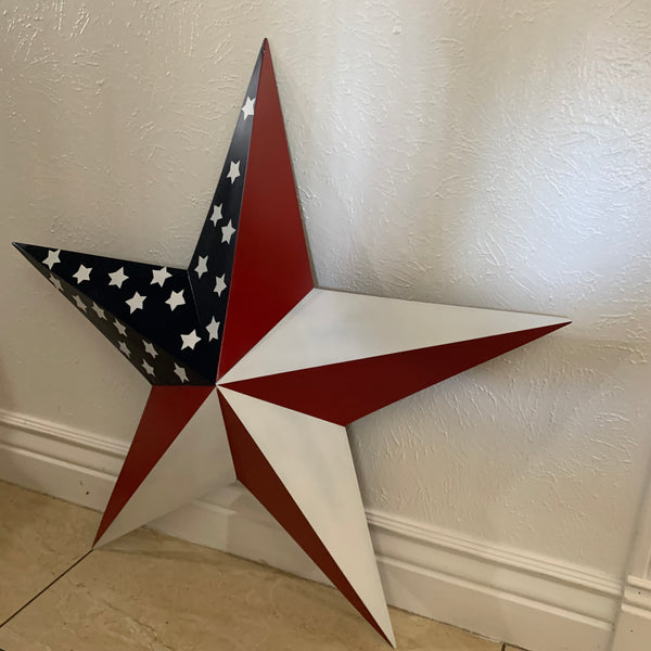 USA FLAG STAR STYLE# 5 RED WHITE & BLUE AMERICANA METAL BARN STAR WALL ART HANDMADE TO ORDER NEW