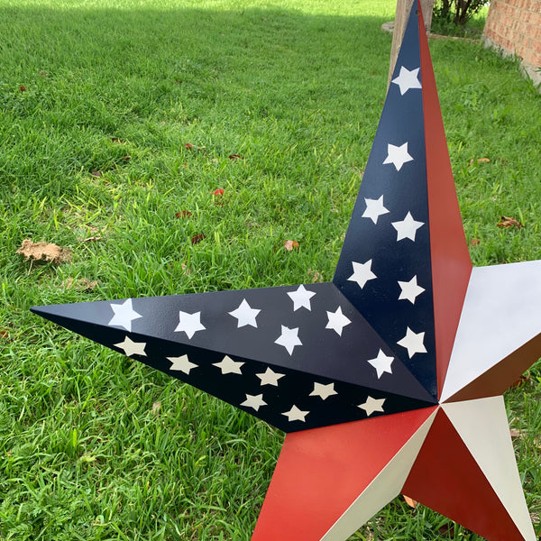 USA FLAG STAR STYLE# 5 RED WHITE & BLUE AMERICANA METAL BARN STAR WALL ART HANDMADE TO ORDER NEW