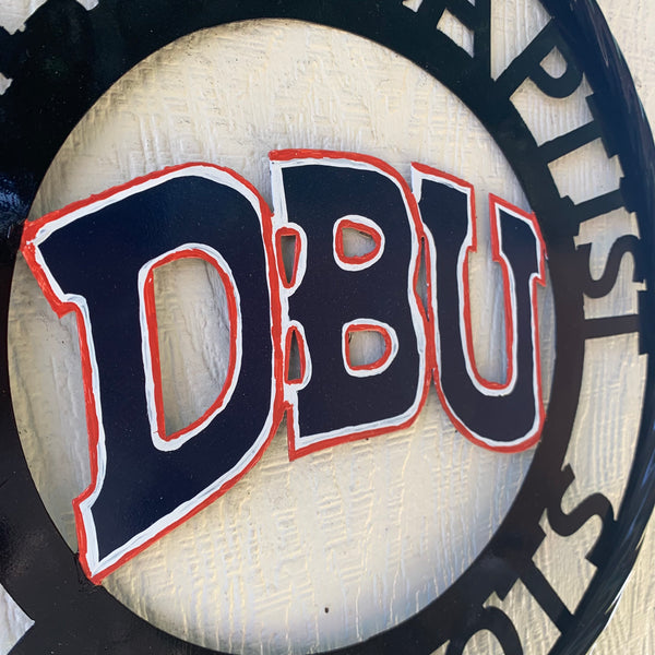 DBU DALLAS BAPTIST PATRIOTS CUSTOM METAL VINTAGE CRAFT TEAM SIGN WESTERN HOME DECOR HANDMADE