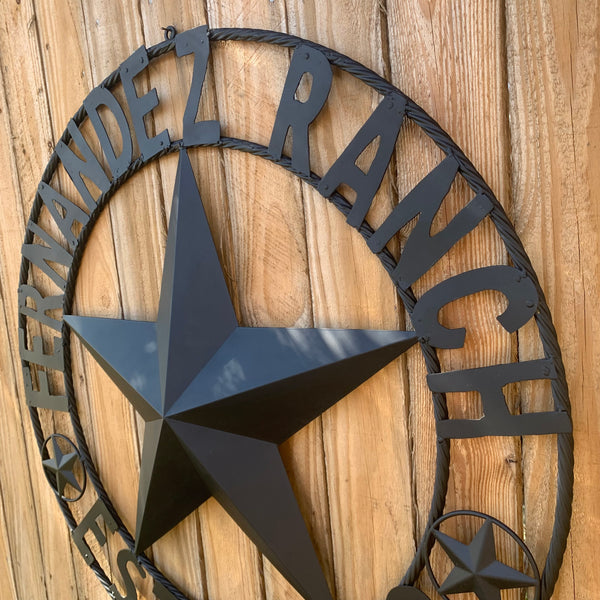 FERNANDEZ RANCH STYLE YOUR CUSTOM NAME STAR BARN STAR METAL LONE STAR WESTERN HOME DECOR RUSTIC BLACK HANDMADE 24",32",36",50"