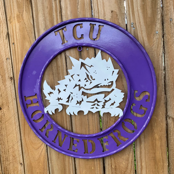 18",24",32" TCU HORNED FROGS CUSTOM METAL VINTAGE CRAFT TEAM SIGN WESTERN HOME DECOR HANDMADE