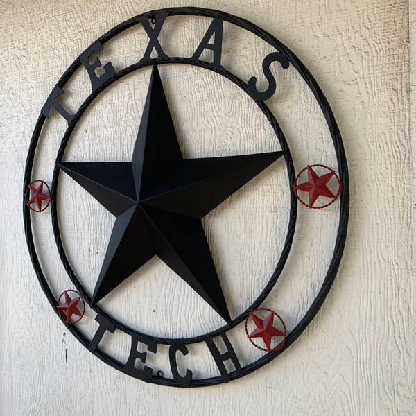 TEXAS TECH BARN STAR METAL LONESTAR CUSTOM VINTAGE METAL TEAM CRAFT ART WESTERN HOME DECOR SIZE:24",32",36",40",50"