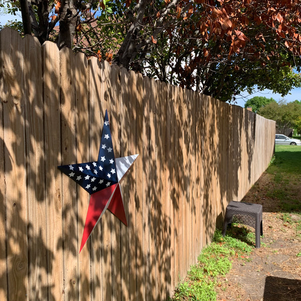 USA FLAG STAR STYLE# 5 RED WHITE & BLUE AMERICANA METAL BARN STAR WALL ART HANDMADE TO ORDER NEW