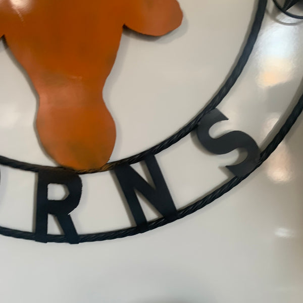 HOOKEM HORNS WITH LONE STAR TEXAS LONGHORNS HOOK EM METAL CUSTOM VINTAGE CRAFT WALL ART TEAM SIGN HANDMADE