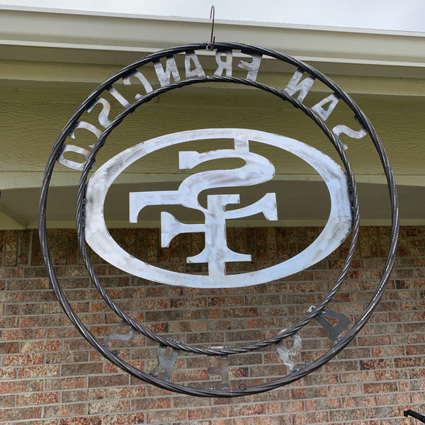 36" SAN FRANCISCO 49ERS CUSTOM RAW METAL VINTAGE CRAFT TEAM SIGN HAND MADE IN USA