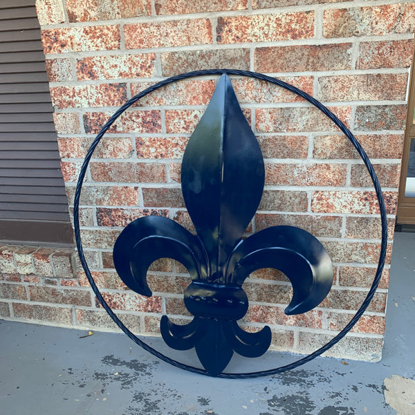 #EH10764 NAVY BLUE 24",36" FLEUR DE LIS METAL WALL ART SIGN WESTERN HOME DECOR HANDMADE NEW