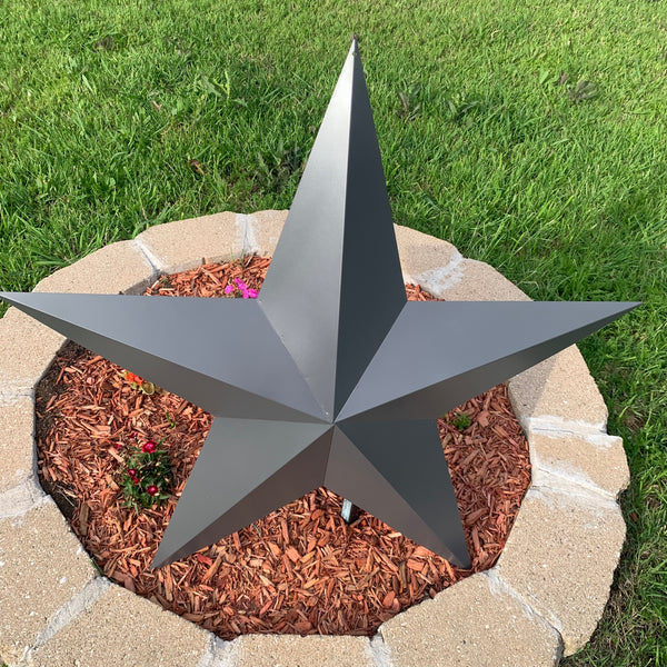 GUN METAL GREY STAR BARN STAR NO RING DAVID STAR 5 POINT WESTERN HOME DECOR HAND PAINTED