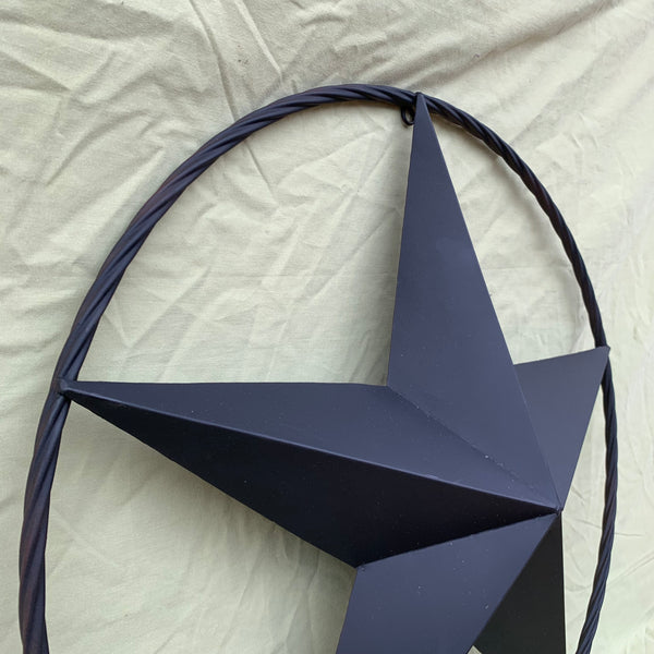 RUSTIC BLACK BARN STAR METAL LONE STAR 3d TWISTED ROPE RING WESTERN HOME DECOR HANDMADE NEW 12",16",24",32",36"-#EH10608