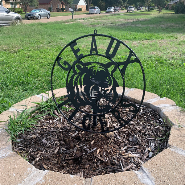 GEAUX TIGERS BLACK CUSTOM METAL VINTAGE CRAFT SIGN TEAM HANDMADE