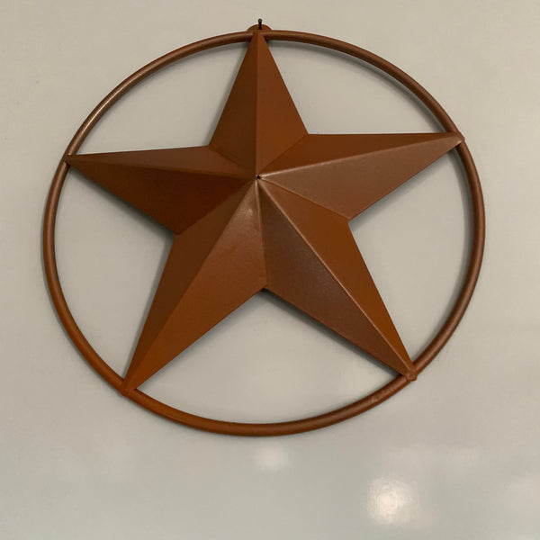 ORANGE COPPER SOLID RING BARN STAR 3",4",6",9",12" METAL LONE STAR WESTERN HOME DECOR HANDMADE-#EH10026