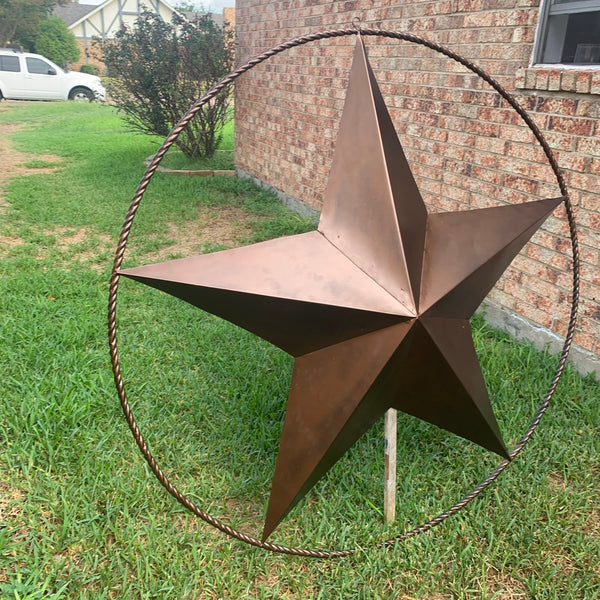 LONE STAR 60" BARN STAR METAL RUSTIC  BRONZE VINTAGE COPPER WALL ART WESTERN HOME DECOR HANDMADE NEW EH10524