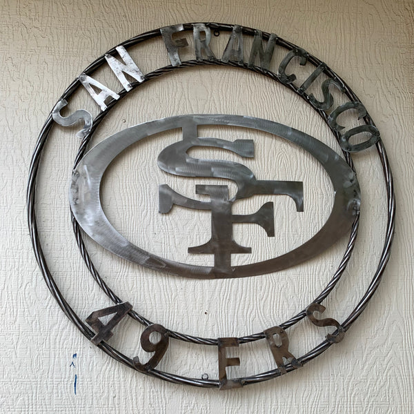 36" SAN FRANCISCO 49ERS CUSTOM RAW METAL VINTAGE CRAFT TEAM SIGN HAND MADE IN USA