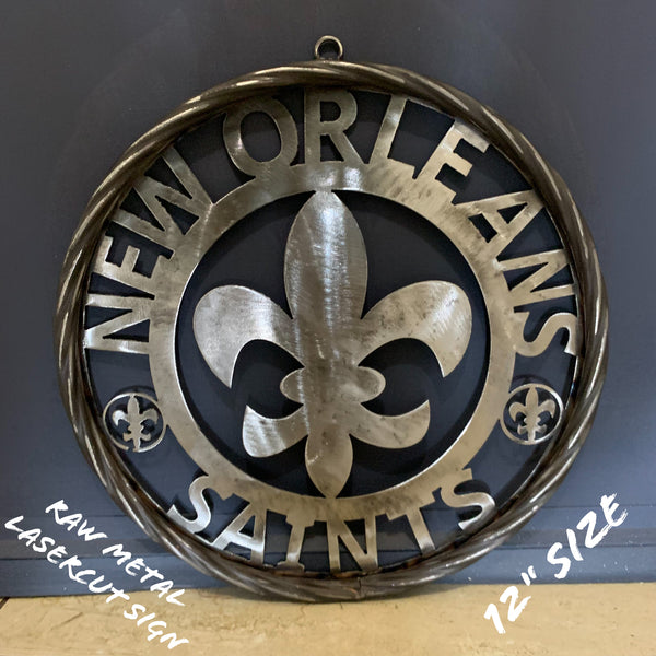 12", 18", 24 NEW ORLEANS SAINTS CUSTOM RAW METAL CRAFT SIGN WALL ART WESTERN HOME DECOR LASERCUT ART