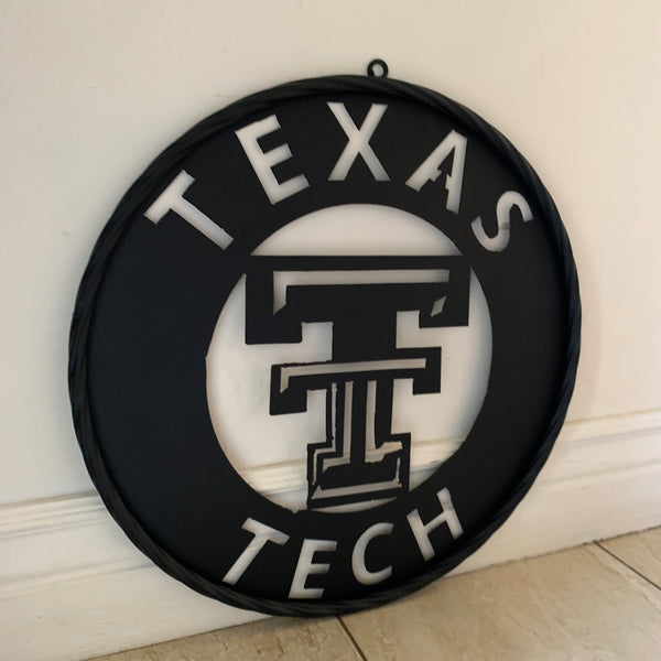 12",18",24",32",36" TEXAS TECH RUSTIC BLACK CUSTOM METAL VINTAGE CRAFT TEAM SIGN HANDMADE TO ORDER