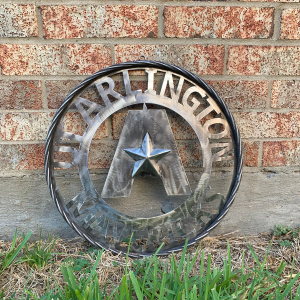 UTA ARLINGTON CUSTOM RAW METAL VINTAGE CRAFT TEAM SIGN WETSERN HOME DECOR HANDMADE