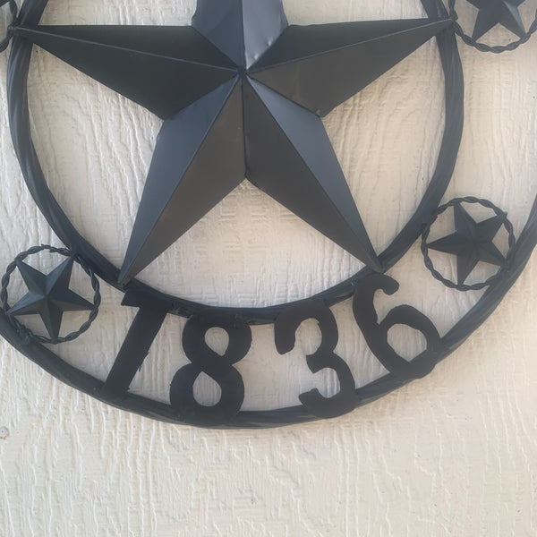 TEXAS 1836 BLACK BARN STAR METAL LONESTAR WESTERN HOME DECOR HANDMADE NEW 16",24",36",50"