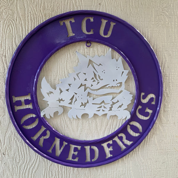 18",24",32" TCU HORNED FROGS CUSTOM METAL VINTAGE CRAFT TEAM SIGN WESTERN HOME DECOR HANDMADE