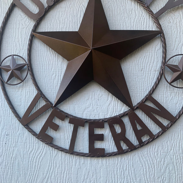 #EH11281 US ARMY VETERAN BARN STAR METAL LONESTAR CUSTOM NAME STAR WESTERN HOME DECOR RUSTIC BRONZE 24",32",36",50"