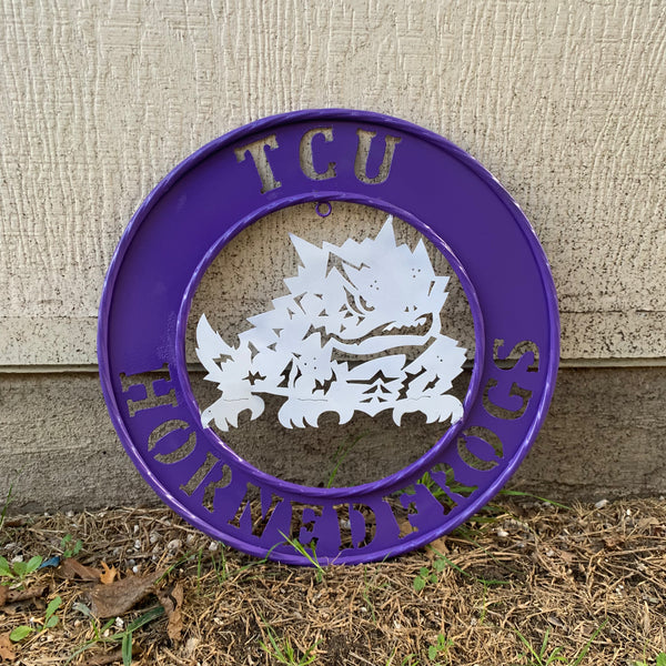 18",24",32" TCU HORNED FROGS CUSTOM METAL VINTAGE CRAFT TEAM SIGN WESTERN HOME DECOR HANDMADE