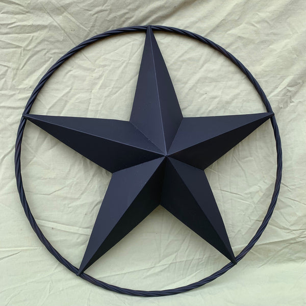 RUSTIC BLACK BARN STAR 3d TWISTED ROPE RING WESTERN HOME DECOR HANDMADE NEW 3" TO 72"-#EH10608