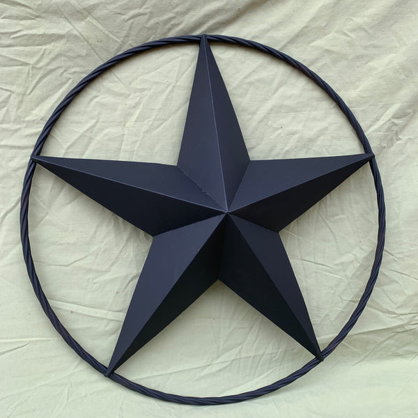 RUSTIC BLACK BARN STAR METAL LONE STAR 3d TWISTED ROPE RING WESTERN HOME DECOR HANDMADE NEW 12",16",24",32",36"-#EH10608