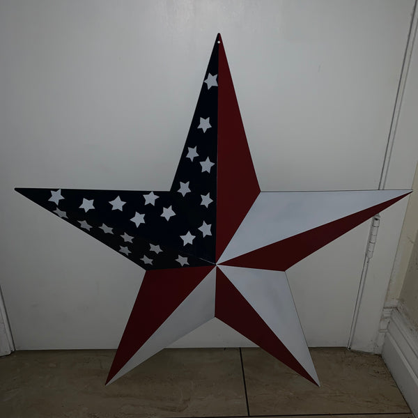 USA FLAG STAR STYLE# 5 RED WHITE & BLUE AMERICANA METAL BARN STAR WALL ART HANDMADE TO ORDER NEW