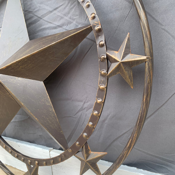 24" MULTI STAR BEADED COLIBROX BARN STAR METAL LONESTAR WESTERN HOME DECOR HANDMADE RUSTIC DARK BRONZE NEW