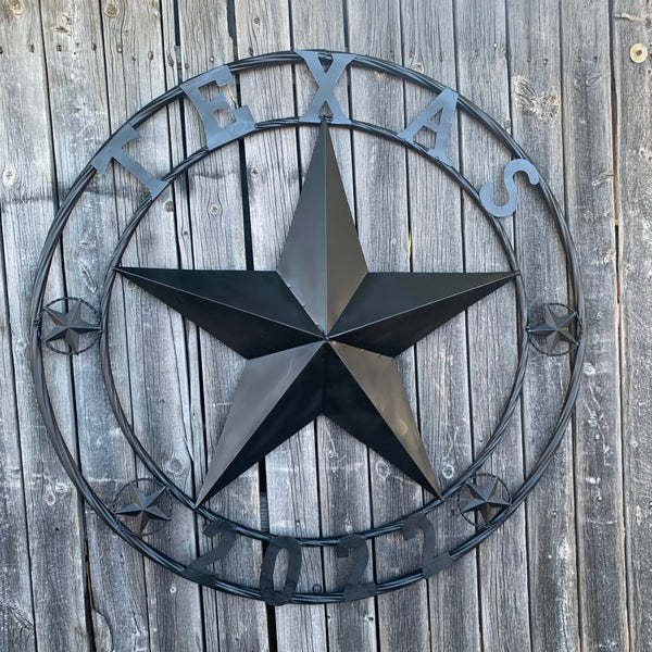 TEXAS 2022 STYLE CUSTOM NAME STAR BARN METAL LONE STAR 3d TWISTED ROPE RING WESTERN HOME DECOR RUSTIC  BLACK HANDMADE 24",32",34",36",40",42",44",46",50"