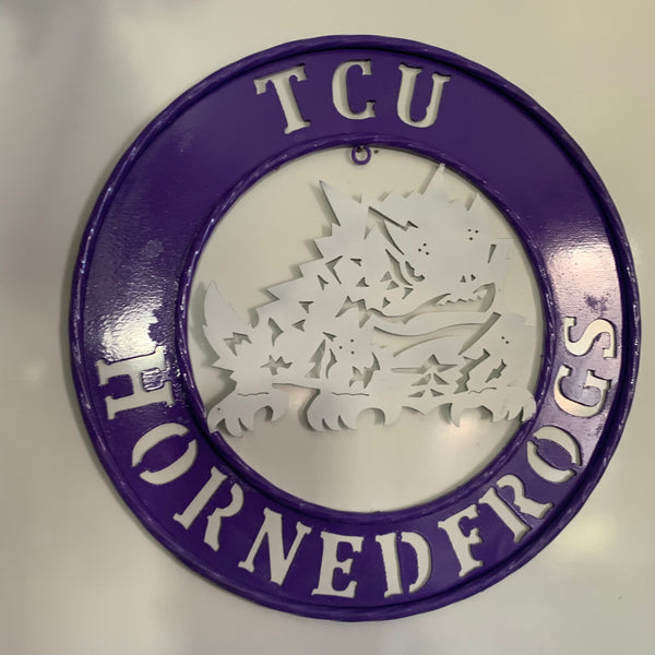 18",24",32" TCU HORNED FROGS CUSTOM METAL VINTAGE CRAFT TEAM SIGN WESTERN HOME DECOR HANDMADE