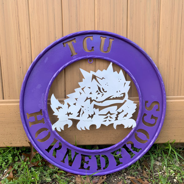 18",24",32" TCU HORNED FROGS CUSTOM METAL VINTAGE CRAFT TEAM SIGN WESTERN HOME DECOR HANDMADE