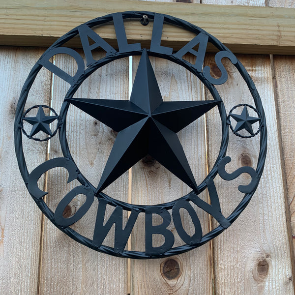 18" DALLAS COWBOYS BLACK STAR CUSTOM METAL VINTAGE LONE STAR WESTERN HOME DECOR HANDMADE