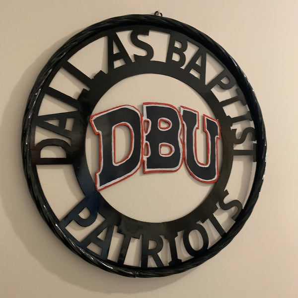 DBU DALLAS BAPTIST PATRIOTS CUSTOM METAL VINTAGE CRAFT TEAM SIGN WESTERN HOME DECOR HANDMADE