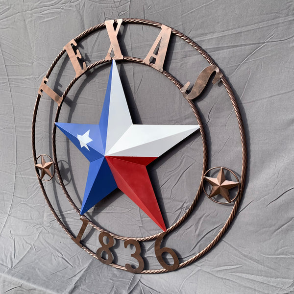 1836 TEXAS FLAG STAR RED WHITE BLUE TWISTED BRONZE RING WESTERN HOME DECOR HANDMADE NEW