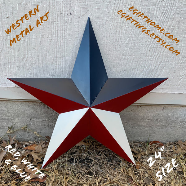 16",24",36" RED WHITE & BLUE METAL BARN STAR METAL WALL ART HANDMADE