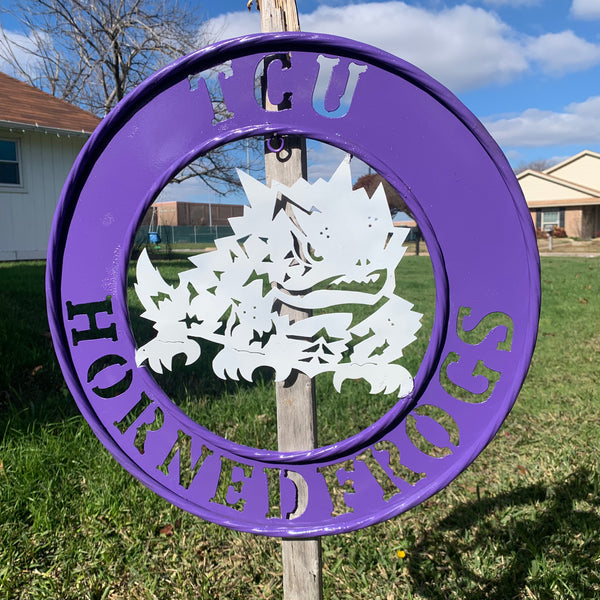 18",24",32" TCU HORNED FROGS CUSTOM METAL VINTAGE CRAFT TEAM SIGN WESTERN HOME DECOR HANDMADE