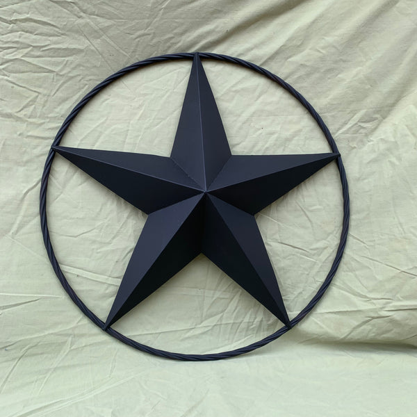 RUSTIC BLACK BARN STAR METAL LONE STAR 3d TWISTED ROPE RING WESTERN HOME DECOR HANDMADE NEW 12",16",24",32",36"-#EH10608