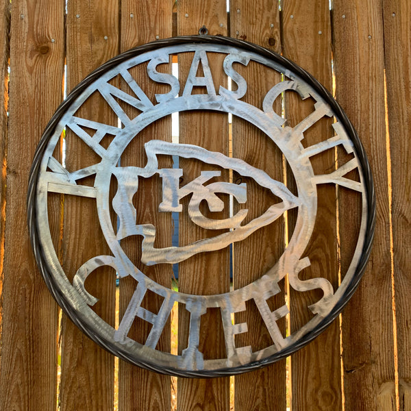 KANSAS CITY CHIEFS RAW METAL CUSTOM METAL LASERCUT VINTAGE CRAFT TEAM DECOR HANDMADE