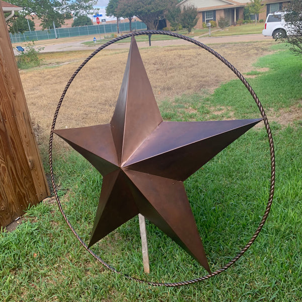 LONE STAR 60" BARN STAR METAL RUSTIC  BRONZE VINTAGE COPPER WALL ART WESTERN HOME DECOR HANDMADE NEW EH10524