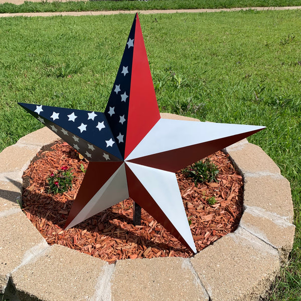 USA FLAG STAR STYLE# 5 RED WHITE & BLUE AMERICANA METAL BARN STAR WALL ART HANDMADE TO ORDER NEW