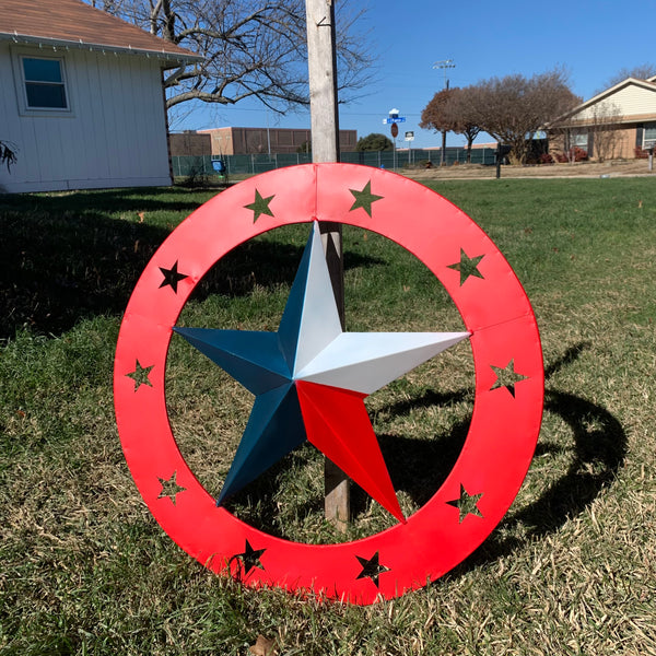 24" WIDE BAND RING BARN STAR METAL LONE STAR WALL ART WESTERN HOME DECOR HANDMADE NEW