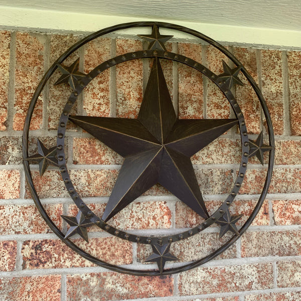 24" MULTI STAR BEADED COLIBROX BARN STAR METAL LONESTAR WESTERN HOME DECOR HANDMADE RUSTIC DARK BRONZE NEW