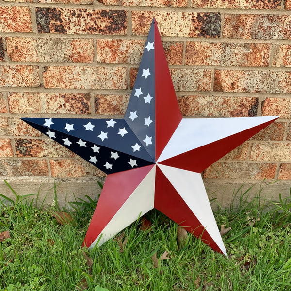 USA FLAG STAR STYLE# 5 RED WHITE & BLUE AMERICANA METAL BARN STAR WALL ART HANDMADE TO ORDER NEW