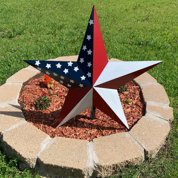 USA FLAG STAR STYLE# 5 RED WHITE & BLUE AMERICANA METAL BARN STAR WALL ART HANDMADE TO ORDER NEW