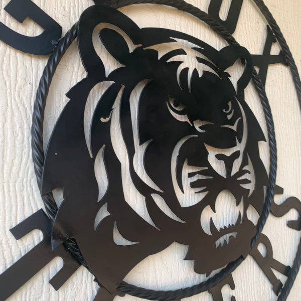 GEAUX TIGERS BLACK CUSTOM METAL VINTAGE CRAFT SIGN TEAM HANDMADE