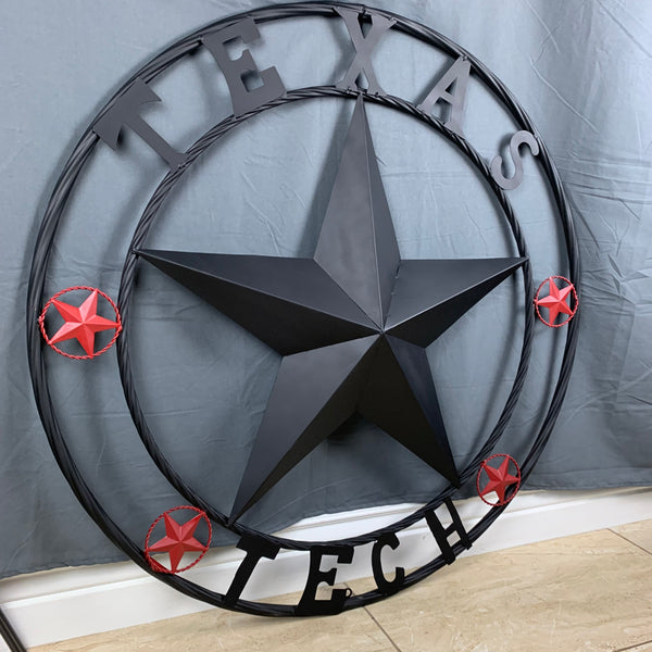 TEXAS TECH BARN STAR METAL LONESTAR CUSTOM VINTAGE METAL TEAM CRAFT ART WESTERN HOME DECOR SIZE:24",32",36",40",50"