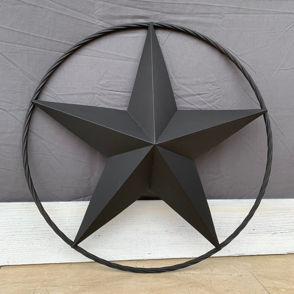 RUSTIC BLACK BARN STAR 3d TWISTED ROPE RING WESTERN HOME DECOR HANDMADE NEW 3" TO 72"-#EH10608