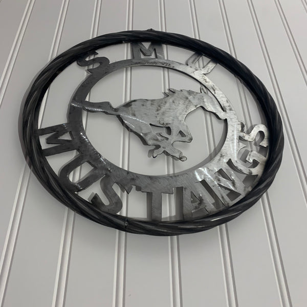 12",18",24",32",36" SMU MUSTANGS RAW METAL CUSTOM VINTAGE CRAFT WALL ART TEAM SIGN HANDMADE